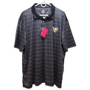 Pittsburgh Penguins NHL Licensed Polo Mens Shirt 2XL Black  Gold Striped FOCO